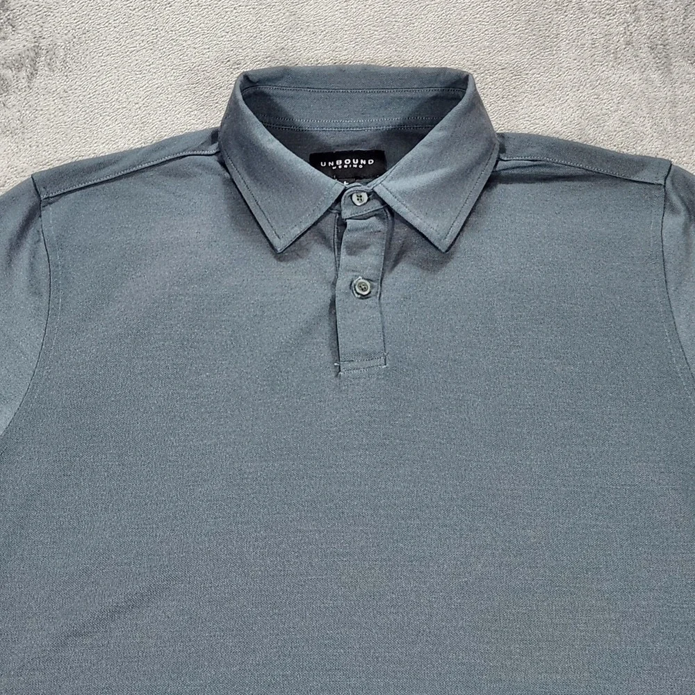 Unbound Merino Polo Shirt Mens Large Gray Solid Merino Wool Blend Knit Casual